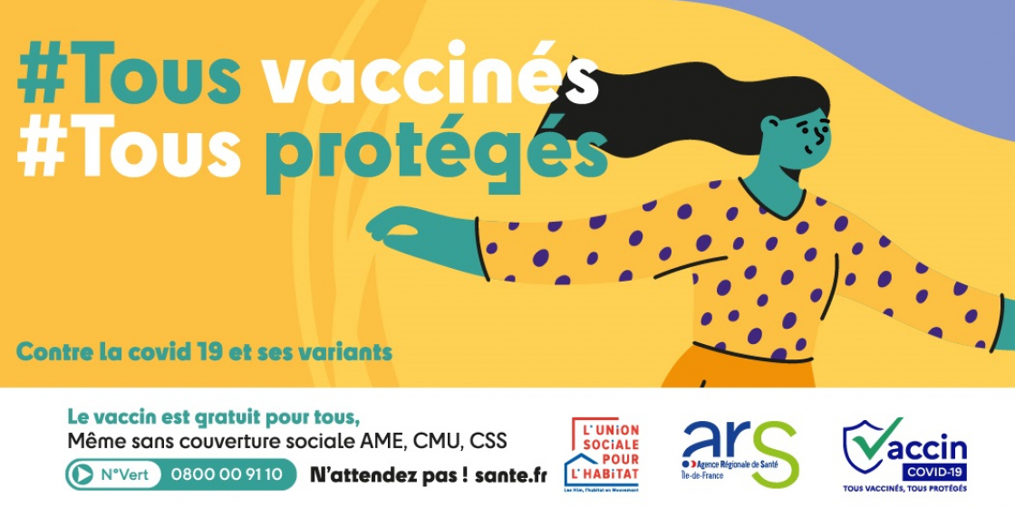 Affiche de la campagne d'information #Tous vaccinés #Tous protégés