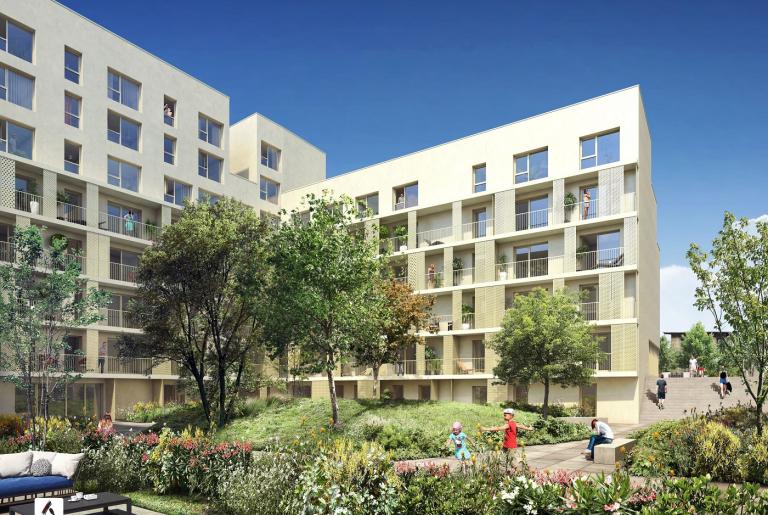 Cœur d'îlot du projet immobilier situé rue des Blains, à Bagneux