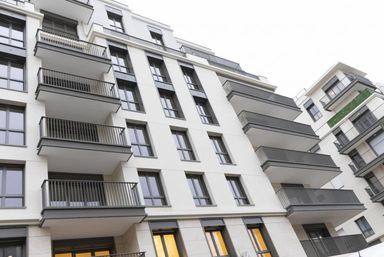 Façade du bâtiment livré rue Willy Brandt et rue Mozart à Clichy