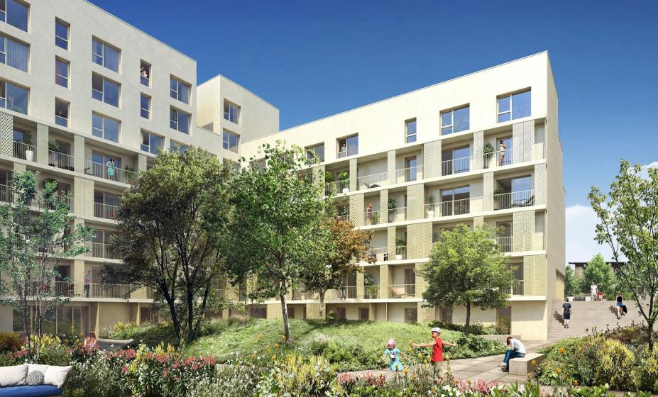 Cœur d'îlot du projet immobilier situé rue des Blains, à Bagneux