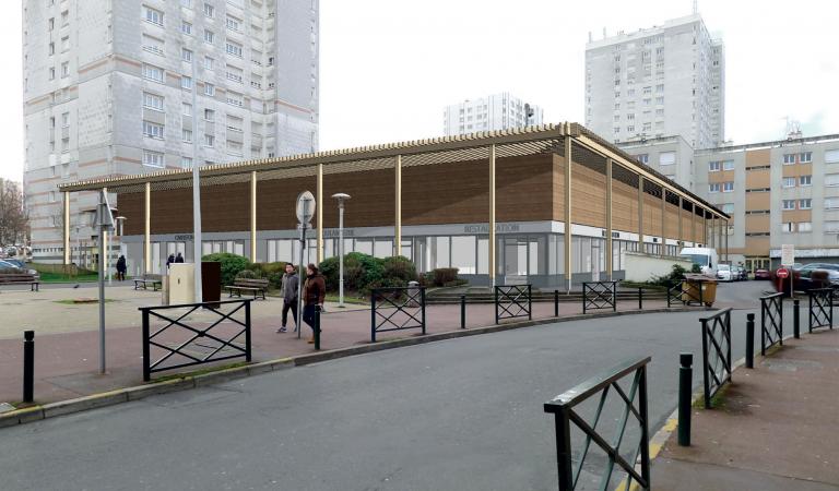 Perspective du futur centre commercial des Fontenelles de Nanterre - Equateur Architecture